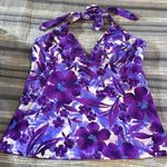 Tropical Escape  Purple White Floral Tankini Swimsuit Top Size 12 GUC #4301 Photo 1