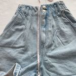 ZARA  paper bag ribcage shorts Light wash women’s size 00 NWT High rise Photo 11
