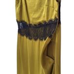 ZARA NWT Satin Lace Asymmetrical Slip Maxi Dress in Olive Green/Black Photo 12