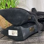 Fashion to figure FTF Nadia Black Faux Suede Lace Up Thigh High Heel Boots 11 Wide Photo 7