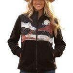 Hooey Desert Scene Fleece Jacket Full Zip Black Western Outdoorsy M Size M Photo 0
