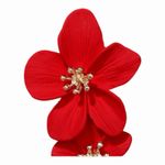 Red Double Flower Drop Earrings Gold Center Statement Summer Beach NWOT Photo 11