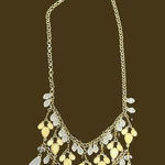 Apt. 9  Bib Statement Necklace gold Tone plastic rhinestones Adjustable 21.5" NWT Photo 0