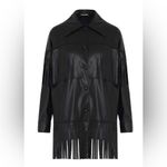 NOCTURNE Women's Fringe Faux Suede Jacket Black Photo 2