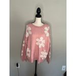 Jaycee Pearl Beaded Floral Drop Shoulder Sweater Pink Medium Photo 3