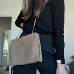 VTG brown woven leather shoulder bag clutch criss cross vintage Photo 0