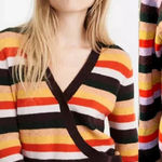 Madewell  Wrap-Front Pullover Sweater in Stripe‎ Photo 0