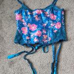 Adore Me  Zoie Blue Floral Corset SIZE M Photo 0