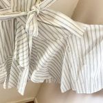 ALC Frank A.L.C. Enzo Dress Stripe Wrap Poplin White Salmon Size 2 NWT Photo 3