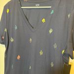 a.n.a  Navy With All Over Cactus Print V-Neck T-shirt Size Extra Large New Photo 1