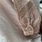 Aerie Textured Button-Up in Cream and Brown oversize Photo 3