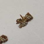 Lot Of 2 Tiny Vintage Poodle Dog Faux Pearl / Rhinestone Gold Tone Tack Pins Photo 1