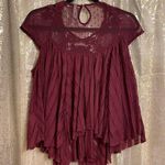 Free People Boho Burgundy Maroon Red Lace Top Size Small Photo 0