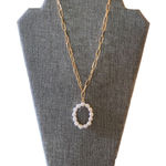 O Initial Pearl Gold Link Necklace Choker Charm NEW White Photo 0