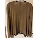 Vntg Koret Tan With Black Trim Paisley Embroidered Open Cardigan Size Large Brown Photo 9