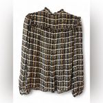 Marie Oliver  100% Silk Multi Colored Ruffle Plaid Blouse Small Photo 1