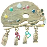 Vintage Danecraft art paint pallet enamel brooch pin Photo 0