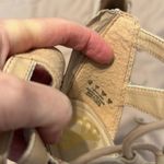 Fergalicious Heartthrob faux suede lace up back zip heeled sandals EUC Photo 3