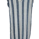 Lulus Dress Size Small White Blue Striped Short Sleeve V Neck Side Slit Photo 0