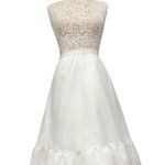 Vintage White Lace Petticoat Slip Skirt Medium Elastic Waist Tulle Ruffle Bridal Photo 0