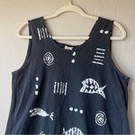 Cotton Fields Mac Black Fish Stencil Print Maxi Sleeveless Dress lagenlook Art Size L Photo 2