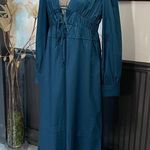 Crescent Monica Cotton Multi Tie Bow Front Smocked Waist Maxi Dress- Sz M 🧡🎀 Photo 4