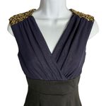 Mystic Vintage  Bodycon Surplice Top Mini Dress M Black Blue Sequin Sleeveless Photo 1