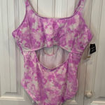 California Waves Purple And White Tie Dye One Piece Swimsuit‎ Size 3X Photo 0