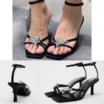 ZARA Rhinestone Strappy Kitten Heels Photo 1