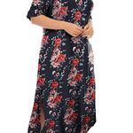 Maxi Short Sleeve Casual Loose Floral Print Split Long Dress with Pockets 2XL Multi Size XXL Photo 3