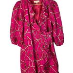 Britt Ryan Hot Pink Chain Print Half Sleeve Wrap Mini Dress 4 Photo 0