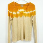 Boho Hippie Orange Tie Dye Ombré Lace V Neck Long Sleeve shirt SZ L Size L Photo 3