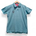Vintage Pivot Rules Turquoise Women's Golf‎ Short Sleeve Polo Shirt Medium Blue Photo 0