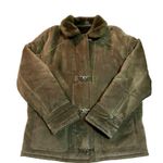 Gallery Leather Coat Womens M Used Brown Faux Fur Lining and Collar Photo 2