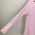 Free People  We the Free Pink Waffle Oversized Long Sleeve Blouse Size‎ Small Photo 3