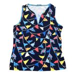 J. McLaughlin Women Navy Blue Nautical Flag Print Sleeveless V-Neck Tank Top S Photo 0