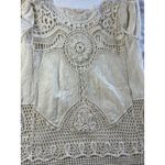Hint of Mint  Crochet Lace Top Womens Small Ivory Boho Long Sleeve Lace Photo 4