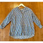 Rockflowerpaper blue block print geometric tunic blouse M Size M Photo 10