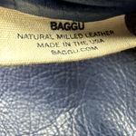 Baggu Tote Milled Leather Bag Handbag Natural Interior Pocket Navy Nubuck Blue Photo 7