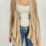 Free People Asymmetrical Hi Low Hem Open Knit Cardigan Sweater Beige Size Small Photo 0
