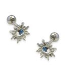 Small Sun Stud Earrings for Men Women Streetwear Unisex Style Silver Photo 0