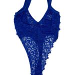 Vintage Lace Lacey Royal Blue French Cut Thong Lingerie Teddy One Piece … Size L Photo 0