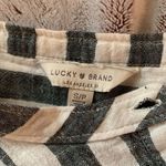 Lucky Brand  Striped Henley Button Front High Neck Cotton Roll‎ Tab Blouse Small Photo 4