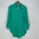 J.Crew  Gauze Shirt Emerald Green Button Down Long Sleeve Tunic Size S Photo 1