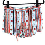 Loft Ann Taylor  Womens Shorts Striped Geometric Belted Pockets Blue Red 2P Photo 0