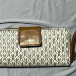 Fossil Zip Around Wallet Y2K 90's Travel Casual Functional Neutral Brown Tan Photo 0