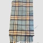 EDINBURGH 100% LAMBSWOOL SCARF CHEQUER ORANGE GREY BLUE (24534) 56x12 NWT Gray Photo 1