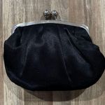 Y2K Milly Bridal Black Rosette Silk Wedding Flower Clutch with Silver Hardware Photo 1