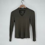 Hippie Kulse Long Sleeve Mock Neck Cutout Knit Top Olive Green Size XS Photo 1