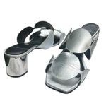 Pierre Hardy Bulles Leather Mule Sandals Silver Metallic Chrome Block Heels US 8 Photo 1